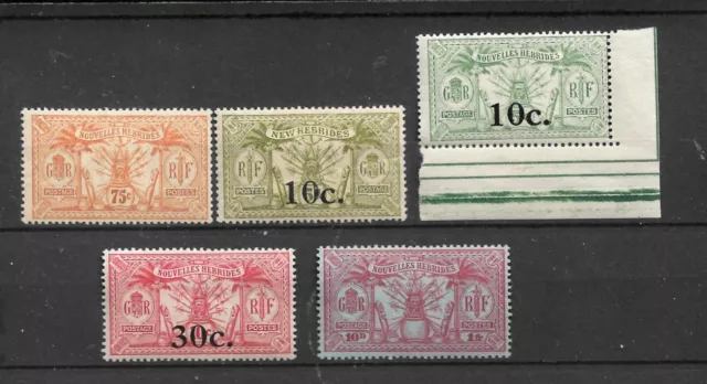 New Hebrides (French Currency) 1913 - 1925 Mnh/Mlh Selection Sg F29,F37,F38,F39,