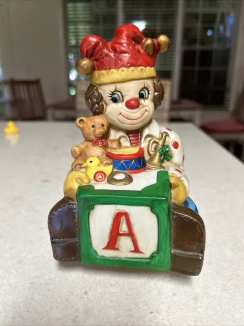 VTG. Handpainted Porcelain Clown Wind Up Music Box Clown  "SEND IN THE CLOWNS"