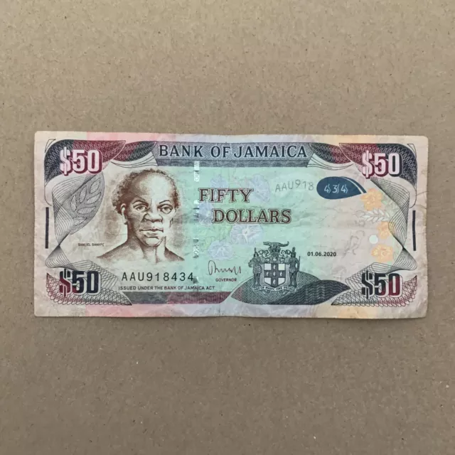 JAMAICA 50 Dollars Banknote Jamaican Currency Paper Money Note Caribbean Note