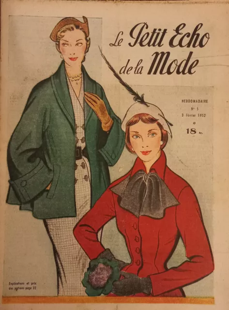 LE PETIT ECHO DE LA MODE N°5 3 FEVRIER 1952 revue ancienne mode VINTAGE