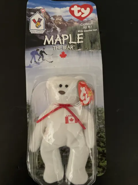 McDonald’s Ty Maple the Bear beanie baby with rare errors On Tag New