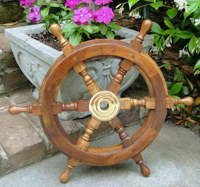 24 NAUTICAL HANDCRAFTED Premium Ship Wheel Clock with Directional Pirate's  Whit $198.00 - PicClick AU