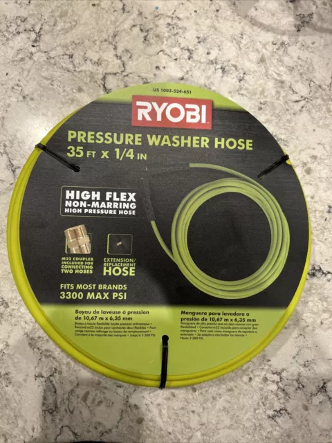 RYOBI RY31HPH01 1/4 in. x 35 ft. 3,300 PSI Pressure Washer Replacement Hose