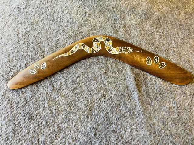 Snake Bumerang BOOMERANG HANDMADE DOT Painted Australian Aboriginal Art 20” Snake. £25 ...
