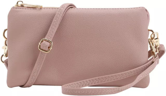 Brentano Multi-Pocket Crossbody Purse/Clutch with Card Slots, Removable Wristlet