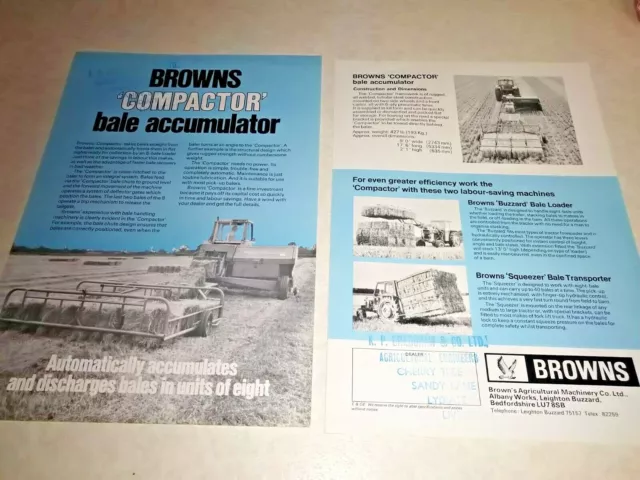 browns compactor bale accumulator sales brochure 2 page