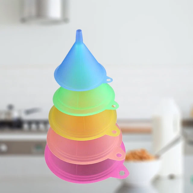 5 piezas mini embudos de plástico coloridos para llenar botellas perfumes esenciales
