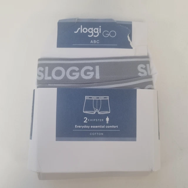 Sloggi Men's GO ABC H Hipster Boxer Shorts, White, Large [2 Pack]