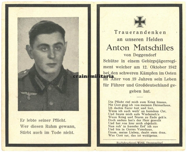 Orig. Sterbebild Panzerjäger 46.ID + Neftegorsk Oplepek Kaukasus Russland 1942