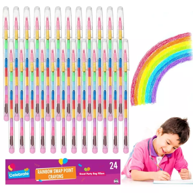 12-48 Swap Point Crayons | Stacker Swop Pencils Childrens Kids Party Bag Fillers