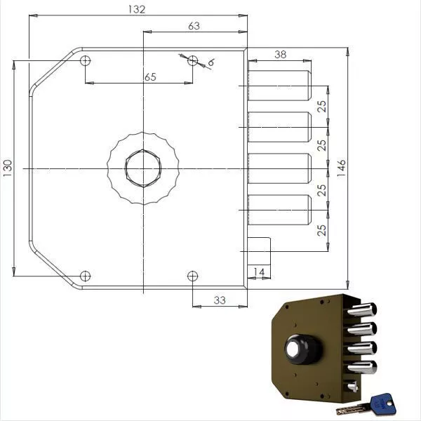 Cr Serrure de sécurité simple Pompe gauche 3050 Mc 3838923787985