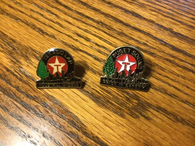 2 Texaco Pins- Puget Sound Safety Pin & Industrial Hygiene Pin