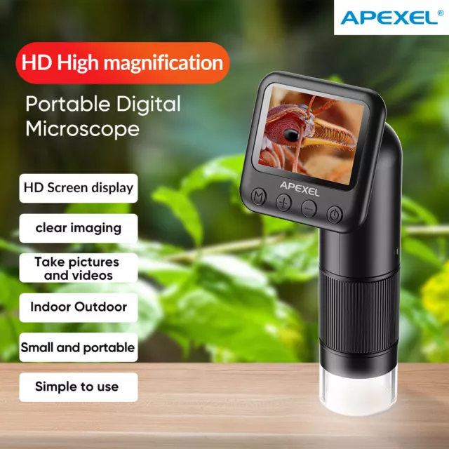 APEXEL Portable 800X Handheld Digital Microscope With LED TF Card 2"LCD Screen