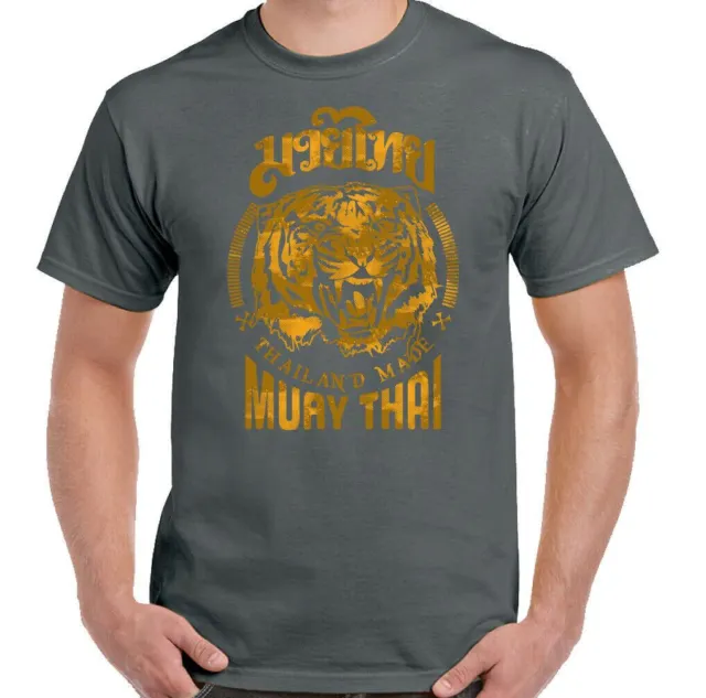 T-shirt MUAY THAI MMA UFC Arti Marziali Allenamento Top Palestra TIGER Pantaloncini Guanti Uomo 2