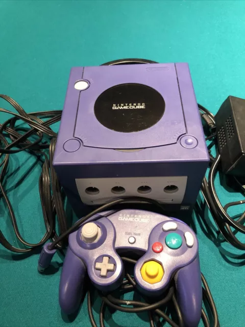 Purple Nintendo Game Cube System With Controller And Game