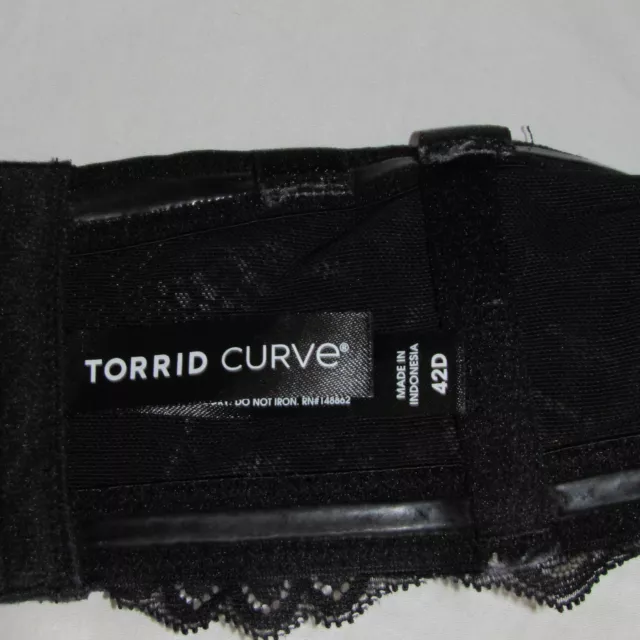 TORRID Curve Bomshell Everyday Strapless Bra Black w/ Lace sz 42D 3