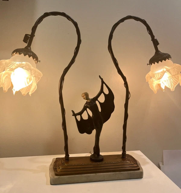 Art deco bronze lamp discount