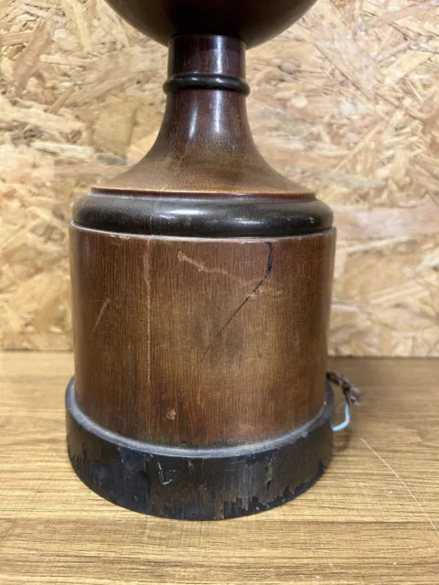 Importante lampe ancienne années 20,30 ,Style Biedermeier, bois tourné, 2 feux 3