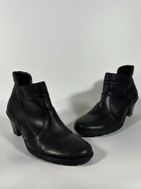 Rieker Booties Womens 41 EU/9.5 US Side Zip Ankle Boots Black Leather Heels