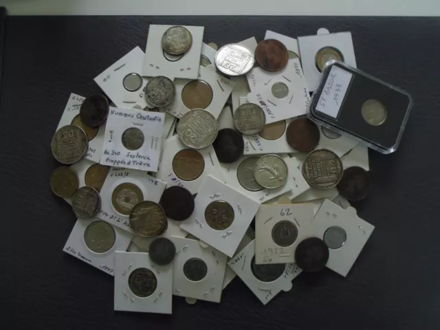 Lot pièces de monnaies françaises avec argent et bronzes