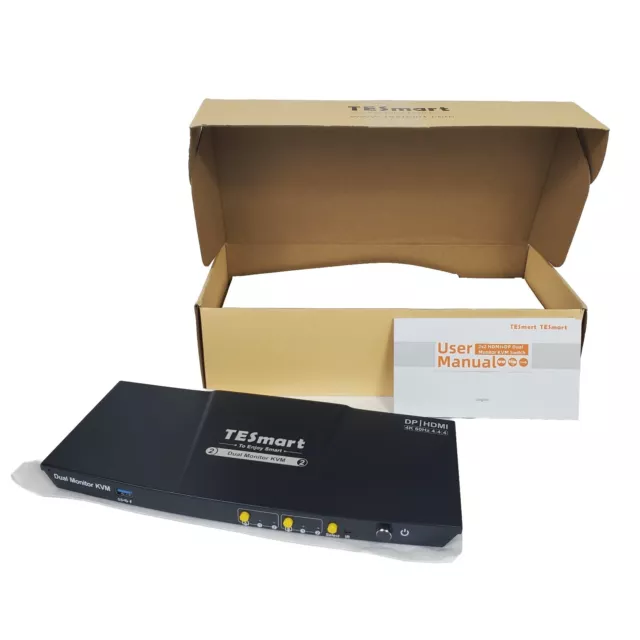 TESmart 2x2 USB 3.0 DisplayPort + Interruptor HDMI KVM 2 Monitores 2 Computadoras 4K@60Hz