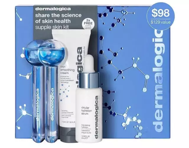 Dermalogica Supple Skin Set serum cream cooling globes SEALED full sizes NIB $98