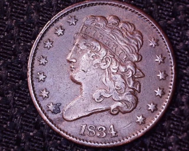 Very Nice 1834 Classic Head Half Cent  Low Mintage Of 141,000  #HC030 2