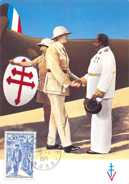 Card Maximum FDC France General de Gaulle Brazzaville November 1971 n2