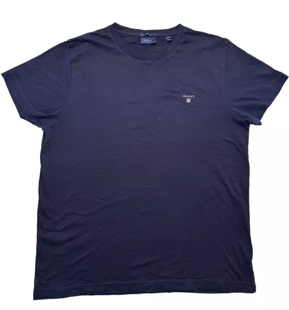 Gant Mens Logo Basic Short Sleeved Navy Blue Large T - Shirt Top