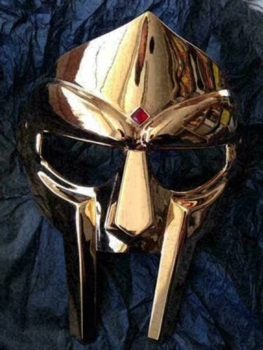 Medieval MF Doom Gladiator Mask Mad Villain Golden Finish Brass Face Amour Gift