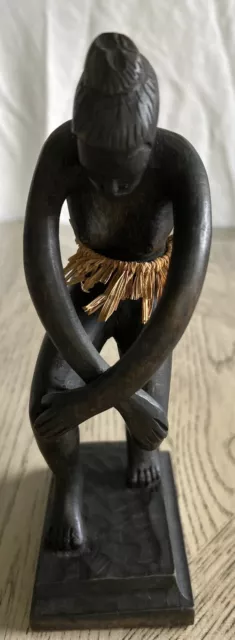 Vintage African Hand Carved Wood Statue Figure Female Tribal Art