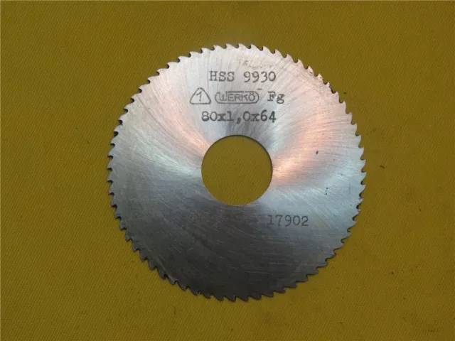 DDR Metall Kreissägeblatt Werkö HSS - 80 x 1,0 x 64 - Auf Ø 22 - Scheibenfräser