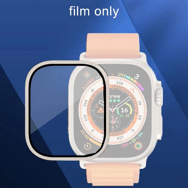 for Apple-Watch Ultra Screen Protector 49Mm, Titanium Alloy Frame-with V8Y2