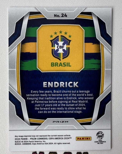 Carte Panini Prizm Vinicius Junior Violet Vague 2024, Copa America Brésil #/99