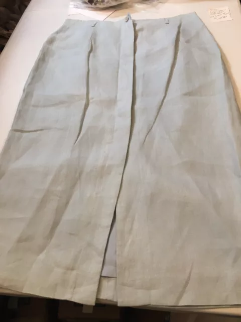 SZ 16 Talbots Irish Linen Skirt ,Midi Button Down!!!34Waist,32”Length ,Sea Foam