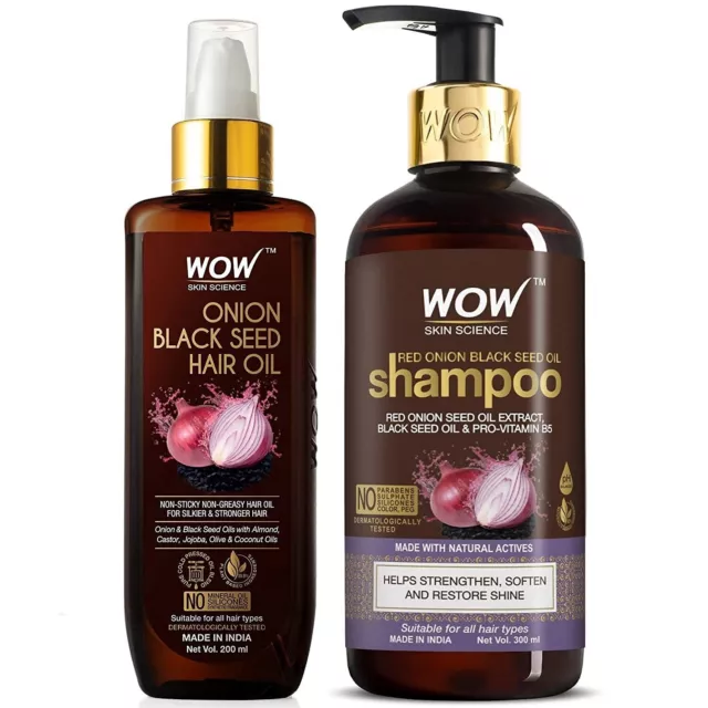 WOW Skin Science Shampoo per capelli con semi neri di cipolla, balsamo  per