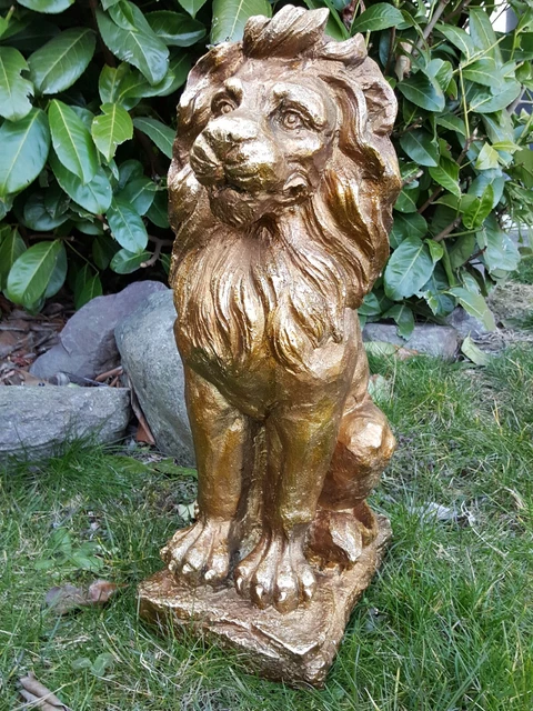 2x XL Löwen-Skulpturen Aus Kunststein – Antik-Stil Gartendeko Als Torwächter (je 75 X 43 X 29 Cm)