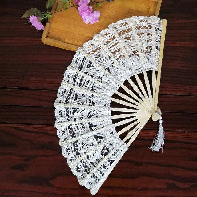 Ventola pieghevole vintage a mano danza casa decorazione festa matrimonio pizzo