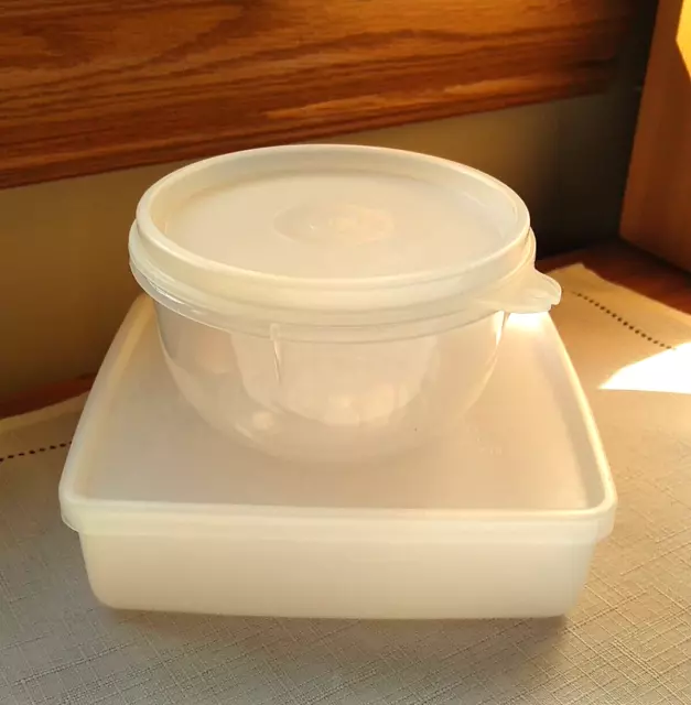  Tupperware Snack and Store Square Container Frosted Sheer and  Mint