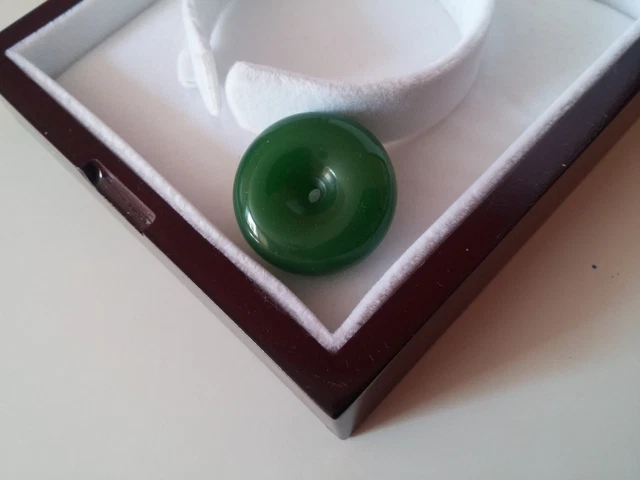 Pendentif Jade Vert épinard - Symbole Pi Chinois, Pierre Naturelle, Neuf Sans Emballage - Unisexe