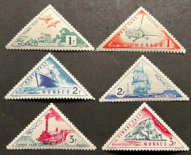 Travelstamps: Monaco Stamps 1953 SG D478-D483 Postage Due 1f-3f Mint OG H