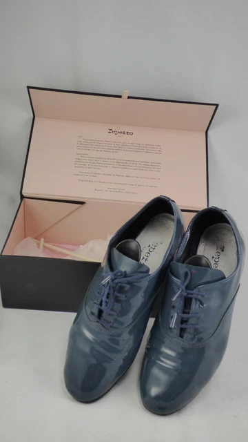 Repetto Shoes Iconic Zizi Richelieu Patent Grey Comfort Oxford EU 38 UK 5 4.5