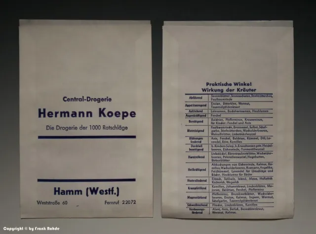 Konvolut etwa 95 gleichartige Tüten aus Drogerie in HAMM um 1960 (GROß) 2