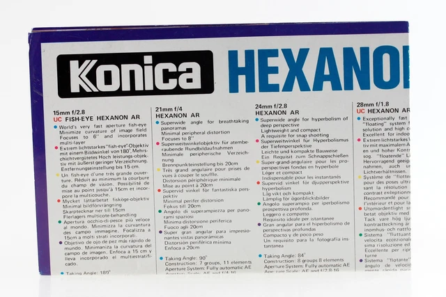 BROCHURE DÉPLIANTE / GUIDE AFFICHE DE VENTE Konica Hexanon AR