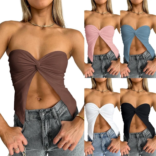 Top da Donna Sexy Lieve Elasticizzato Morbido senza Spalline Estivo Viaggio
