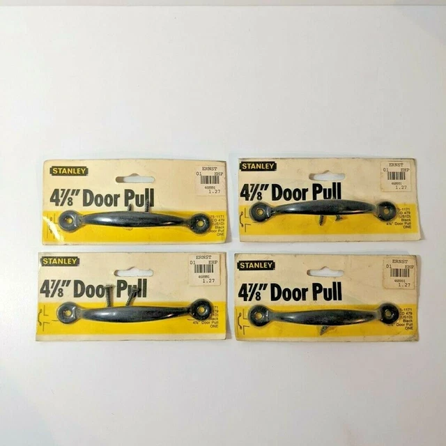 4, Vintage Stanley 75-1171 4 7/8" Black Die Cast Door Pull Handle, New Old Stock