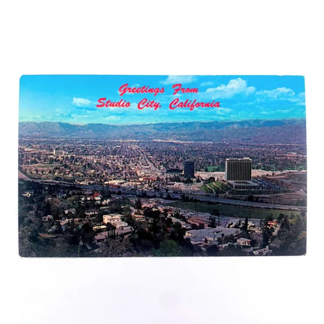Postcard California Studio City CA Downtown Aerial View 1960s Chrome Unposted