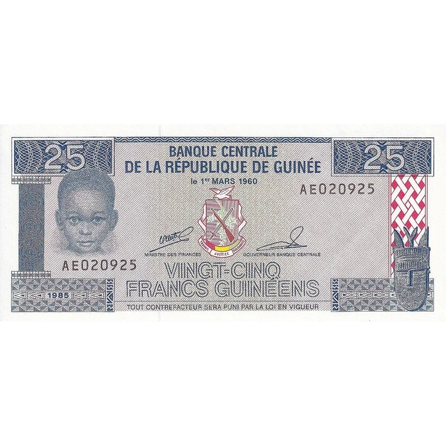 [#195792] Guinée, 25 Francs, 1960-03-01, KM:28a, NEUF