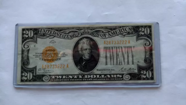 Here is a NICE GRADE AU SHAPE 1928 "GOLD CERTIFICATE NOTE"!! $20.00 DOLLAR BILL+