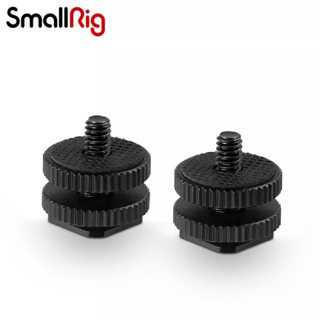 SmallRig DSLR Camera Cold Shoe Adapter - 2PCS Shoe Mount Adapter with 1/4 Screws